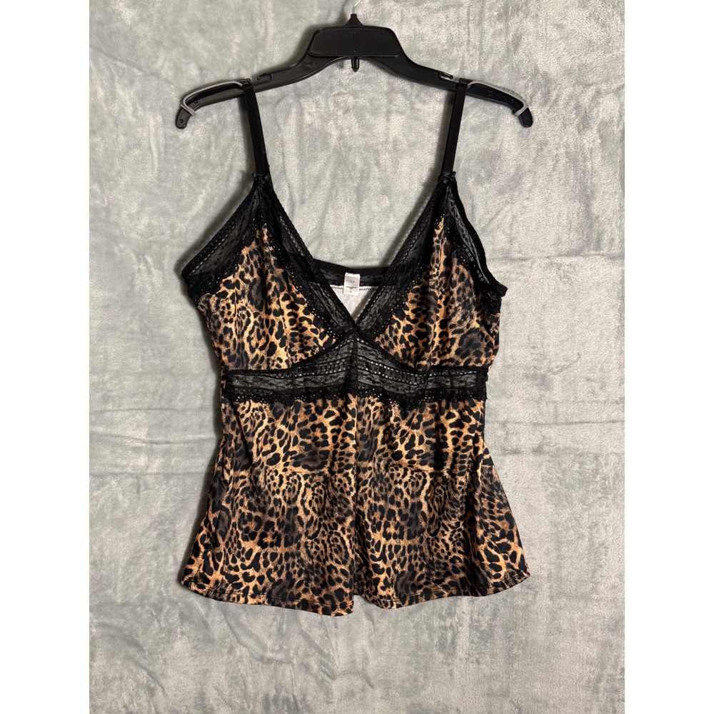 Pink K Women Leopard Animal Print Lace Trim Camisole Top 2X babydoll
Y2K style